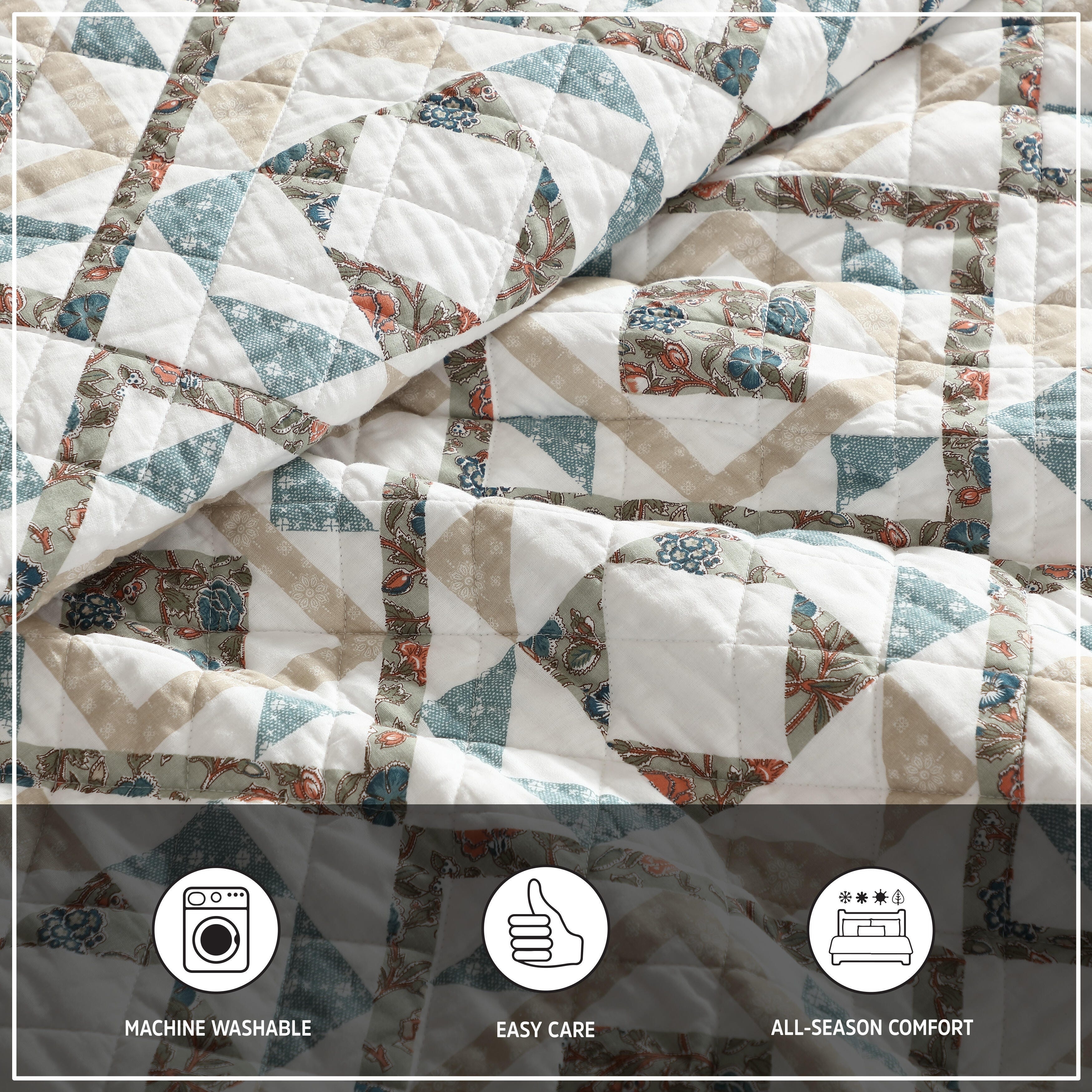 Wrangler Annie Cotton Reversible Blue Quilt Set - On Sale