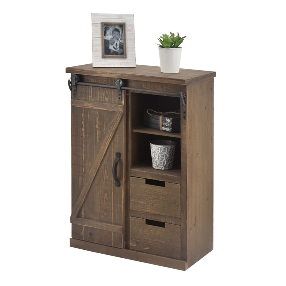 Shop Storage Cabinet With Sliding Barn Doors Hardware And 2 Drawers Overstock 31644241