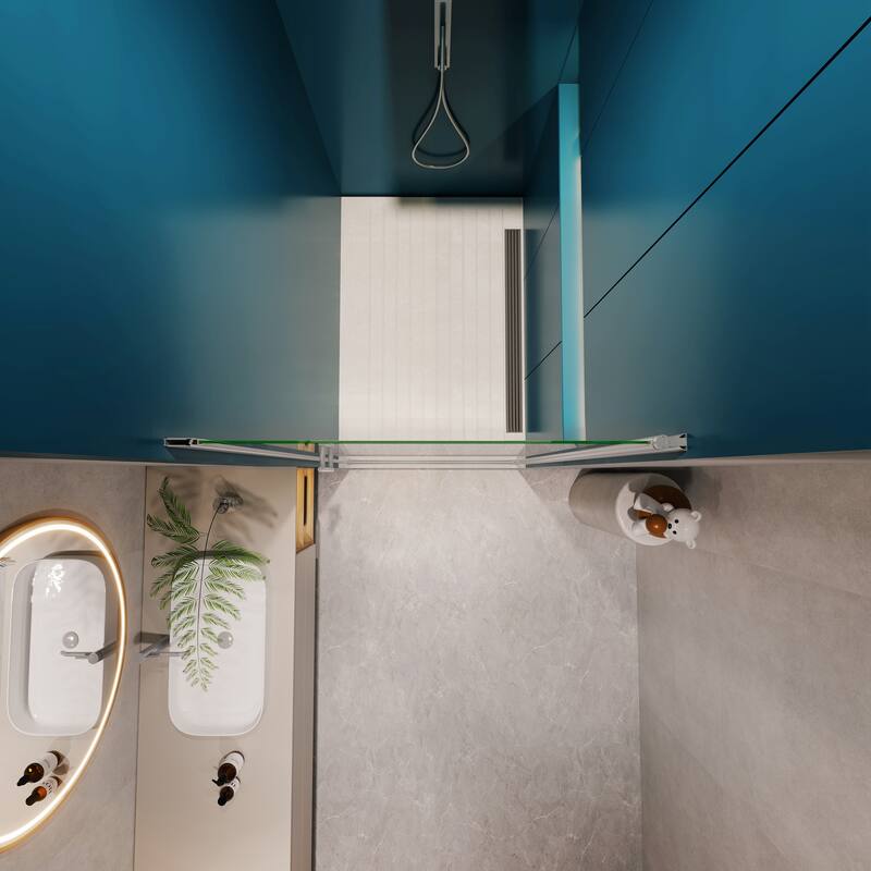 Pivot shower door, open outside, with 1/4" tempered glass - Silver