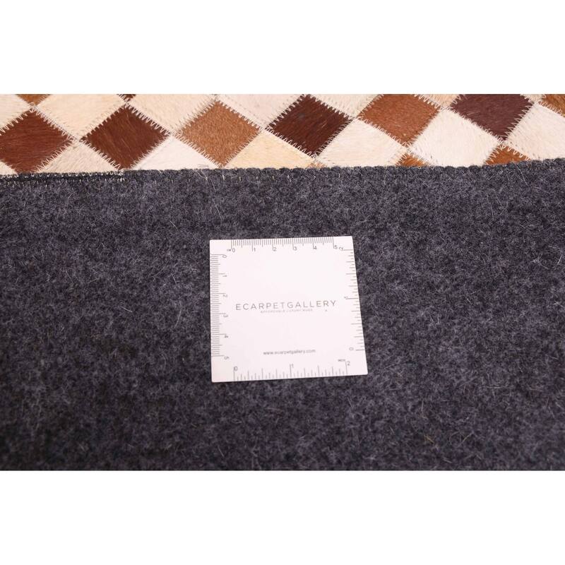ECARPETGALLERY Handmade Cowhide Patchwork Brown Leather Rug - 8'0 x 10'0
