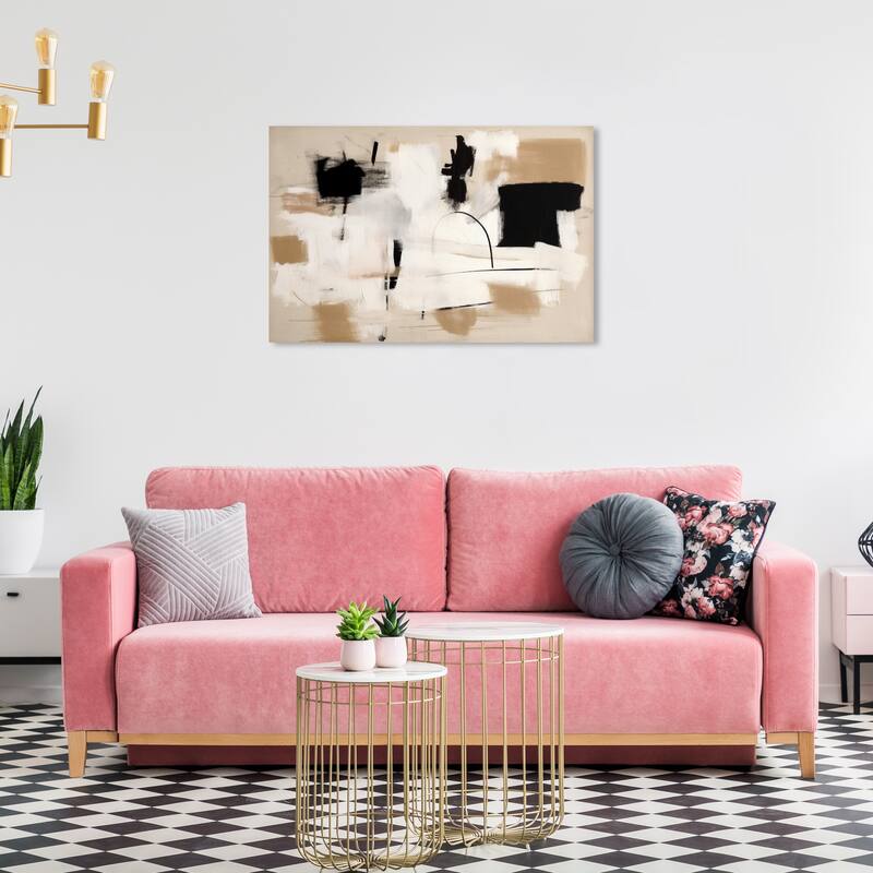 Wynwood Studio Canvas Abstract Entrance of Abstraction White and Light Brown Modern & Contemporary Wall Art Canvas Print - 36 x 24