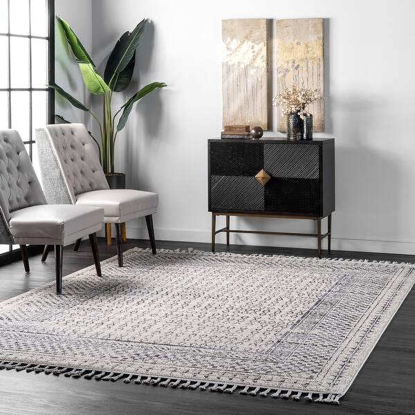 slide 2 of 28, Nuloom Contemporary Faded Diamond Checkers Area Rug 10' x 13' - Ivory - Rectangle