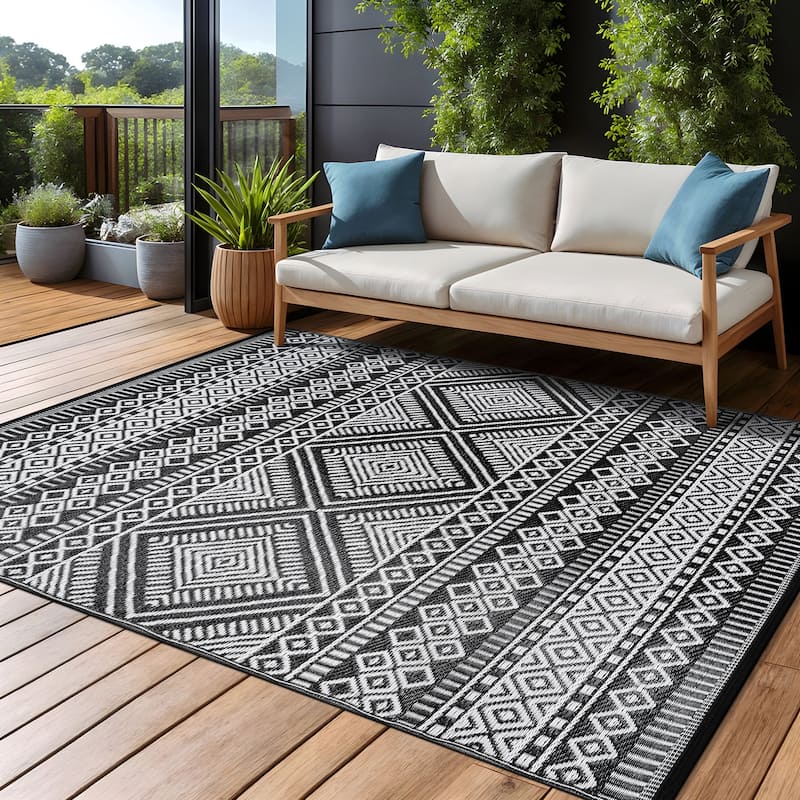 Beverly Rug Reversible Mats Plastic Outdoor Rug for Camping, Patio, Backyard, RV, Picnic, Deck