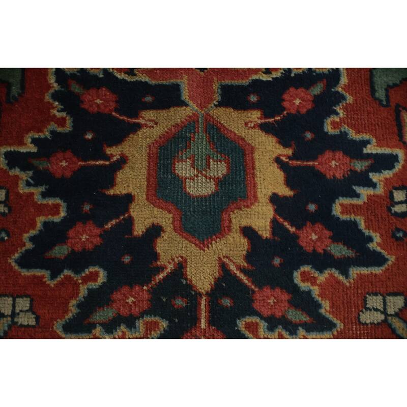 Hand Knotted Oriental 100% Wool Carpet Traditional Medallion Oranges & Rust Heriz Area Rug - 11' 2'' X 8' 2''