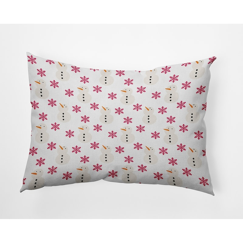 Snow Men In Snowstorm Accent Pillow - 14" x 20" - Holiday Pink