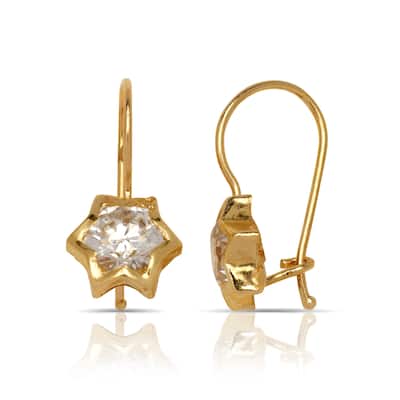 Curata 14k Gold Cubic Zirconia Flower Children's Kidney-wire Earrings - White