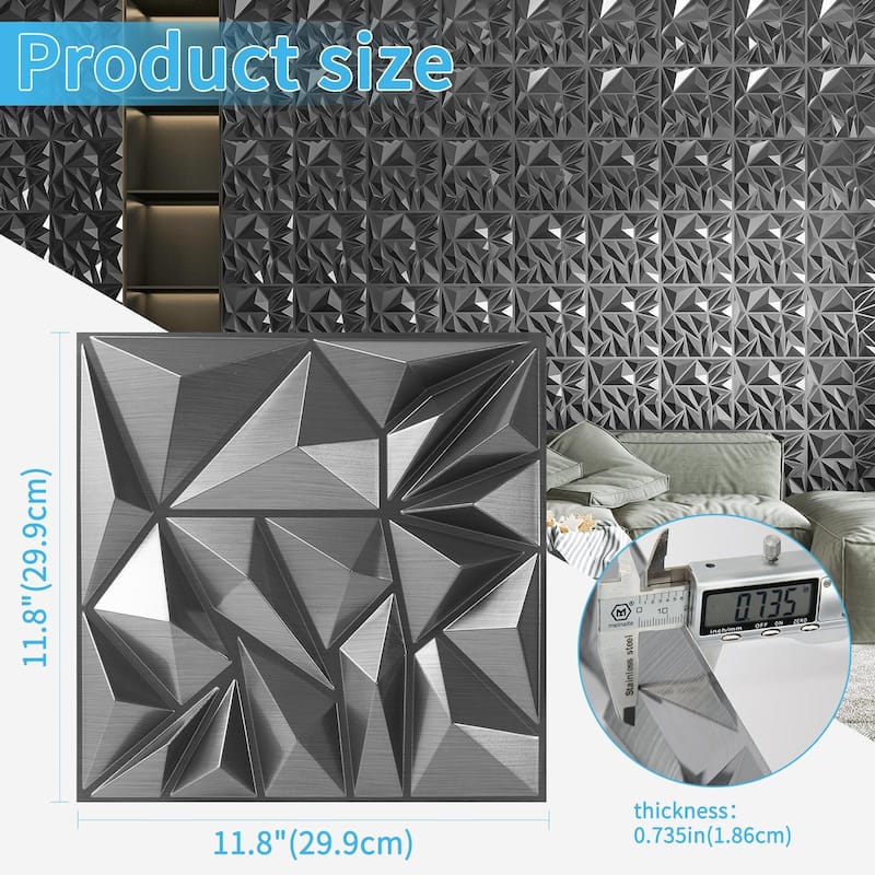 Art3d 33pcs 11.8"x11.8" PVC 3D Wall Tiles Ceiling Tiles Cover 32 Sq.Ft. - N/A