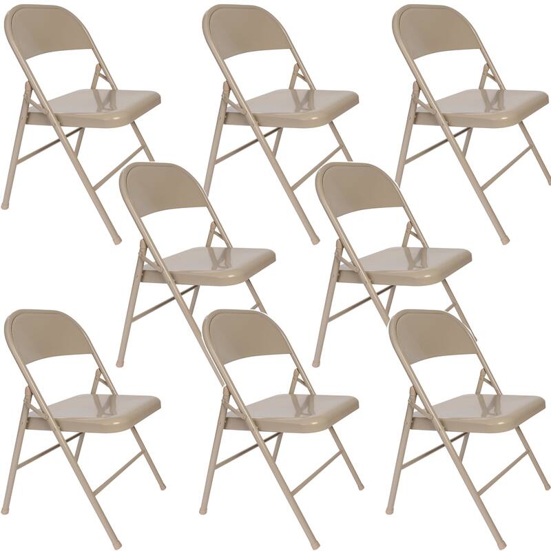 VECELO Dining Chairs Set of 4/8, Beige/Black Folding Chairs with Steel Frame - Set of 8 - Beige