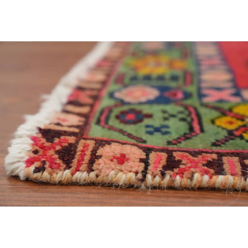 Hand Knotted Oriental 100% Wool Carpet Traditional Tribal Coral Ardebil Runner Rug - 10' 2'' X 3' 2''