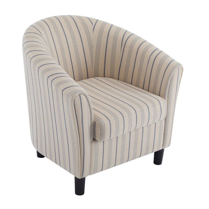Beige Blue Stripe Club Chair Side Chair Office Chair Coffee Chair Corner Chair Dining Chair Arm Chair with Wood Legs