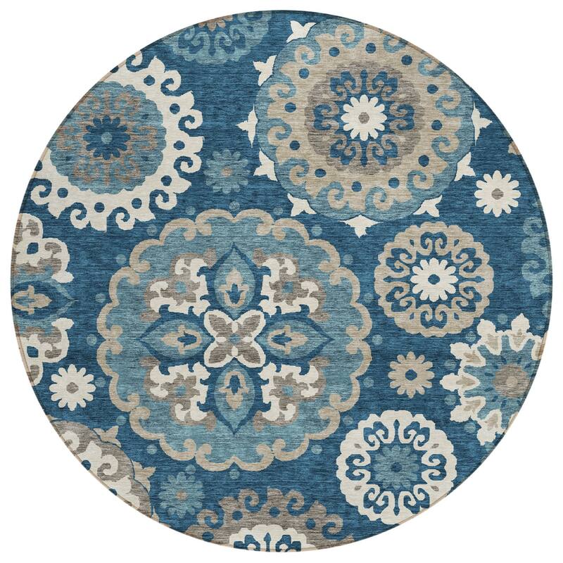 HomeRoots Floral Medallion Transitional Rectangle Outdoor Rug