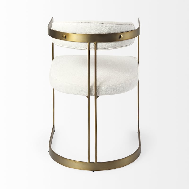 Modern White Upholstered Dining Armchair Chair with Golden Iron Legs and Open Back for Living Room - 30" H x 21" W x 20" D