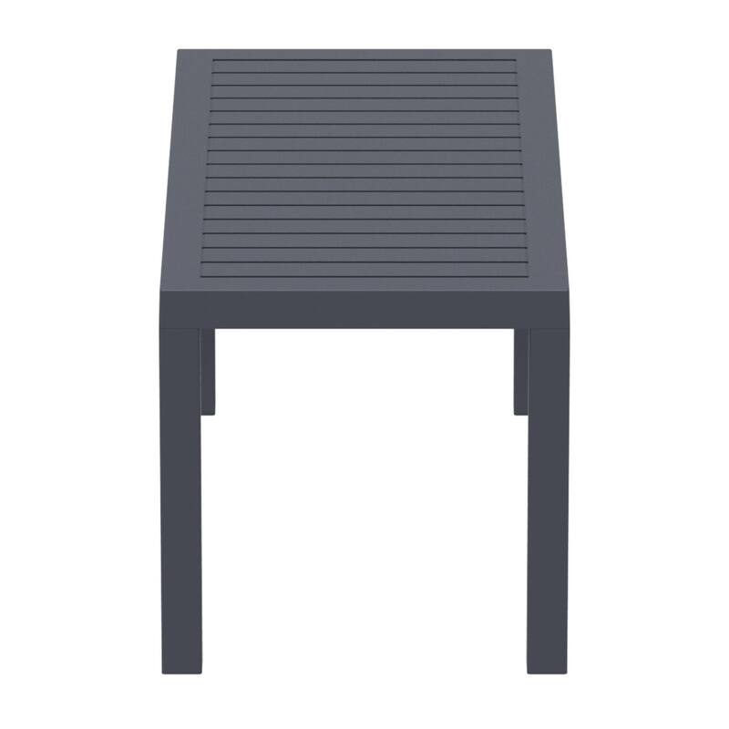 36" Dark Gray Patio Solid Rectangular Patio Resin Coffee Table