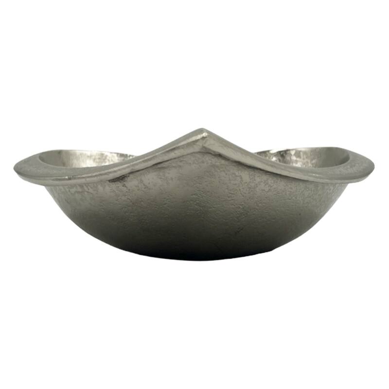 Set of 2 Decorative Handmade Aluminum Heart Bowl - Large (8 x 8 x 2.5 in) & Small (6 x 6 x 2 in) - Nickel