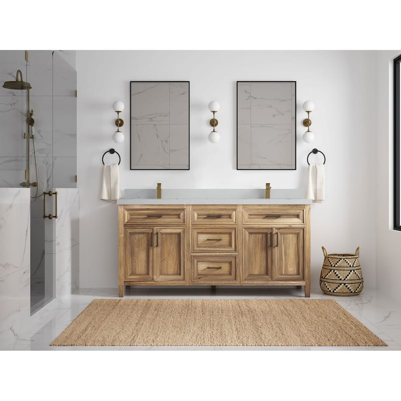 Willow Collections 72 in. W x 22 in. D Santa Monica Teak Double Sink Bathroom Vanity with Countertop