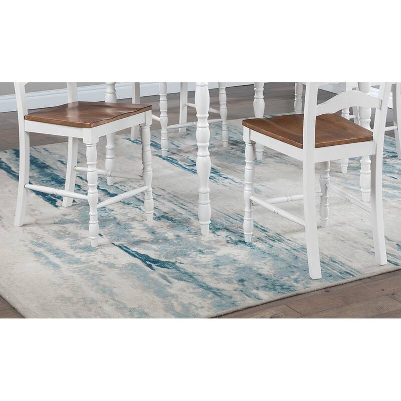 Wood Kitchen Furniture Set, 5 Pcs Counter Height Dining Table Set with Square Table and 4 Chairs with Ladder Back