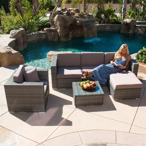 Shop Belleze 6-Piece Outdoor Rattan Wicker Sofa Lounge ... Shop Belleze 6-Piece Outdoor Rattan Wicker Sofa Lounge ... on Safavieh Outdoor Living Granton 5 Pc Living Set id=44058