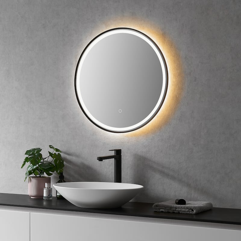 Altair Palme Round Framed Bathroom LED Lighted Wall Mirror