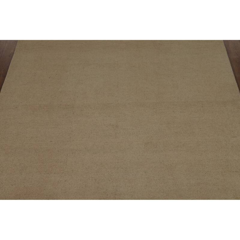 Gabbeh Oriental Rug Hand-Knotted Beige Solid Wool Carpet - 5'1" x 6'11"