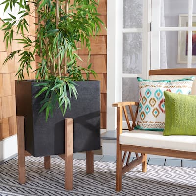 SAFAVIEH Outdoor Dimitriyka Concrete Planter - 23Wx23Dx30H