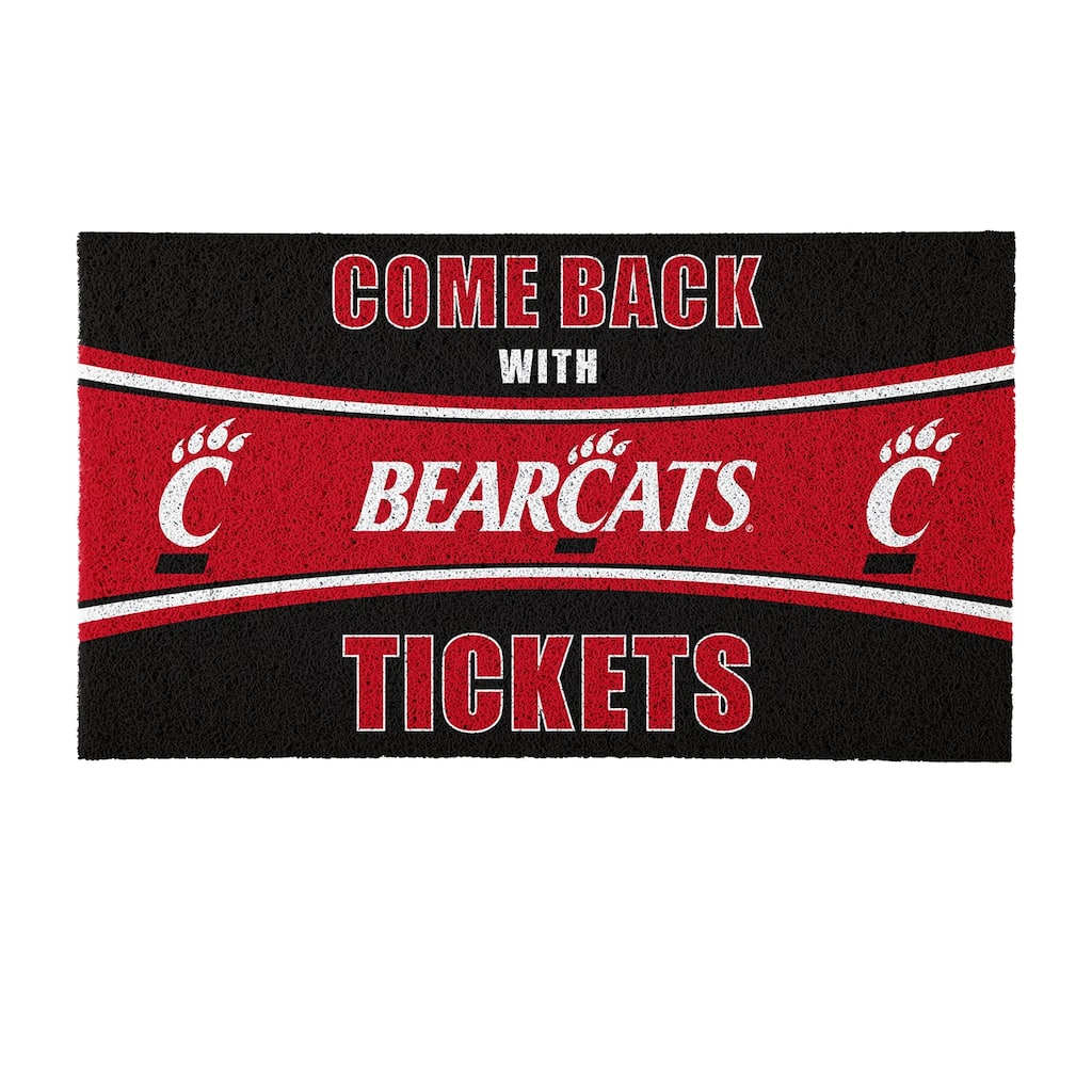 University of Cincinnati 28 in. x 16 in. PVC "Come Back With Tickets" Trapper Door Mat