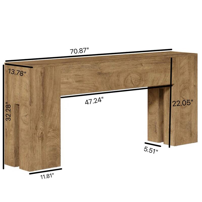 Rustic Sturdy Wooden Console Side Table