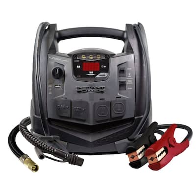 Rechargeable AGM Jump Starter for Gas Diesel Vehicles - 1200 Amps with Air Compressor and AC, 12V DC, USB Power Station