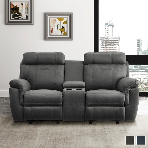 dual glider reclining loveseat with console