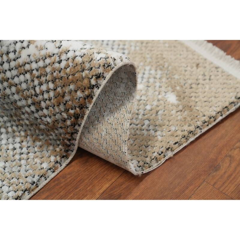 Machine Made Oriental Polyester Carpet Modern Contemporary Greys & Charcoal Modern Area Rug - 7' 5'' X 5' 2''