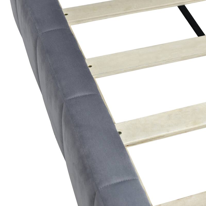 Elegant Full Velvet Upholstered Daybed with Slats, Convertible Sofa Bed Frame for Living Room