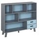 preview thumbnail 1 of 9, 3-Tier Child Bookcase Open Shelves Cabinet Floor Standing Cube Storage Organizer with Drawers Blue