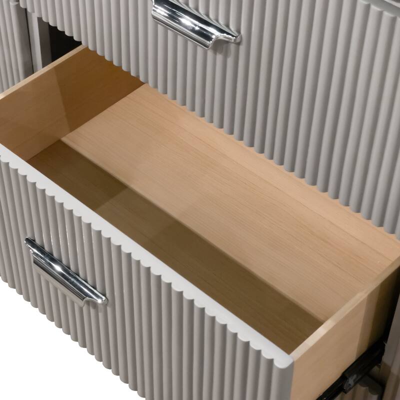 Furniture of America Seraphine Modern Light Gray Solid Wood 5-Drawer Storage Chest with Cultured Stone Top