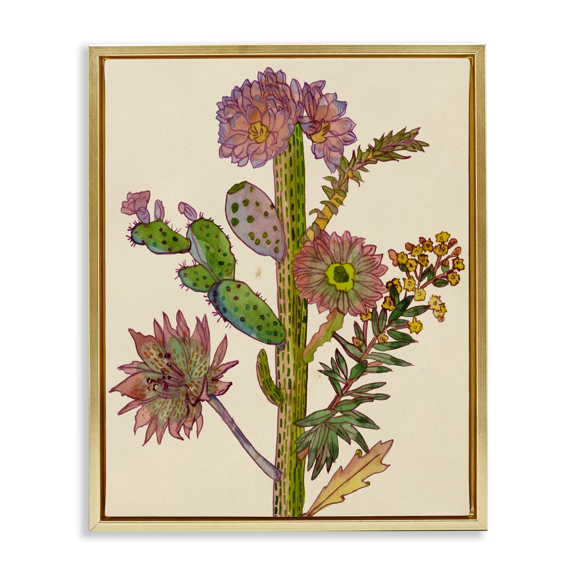 Stupell Neon Blooms Cactus Framed Floater Canvas Wall Art Design By Melissa Wang