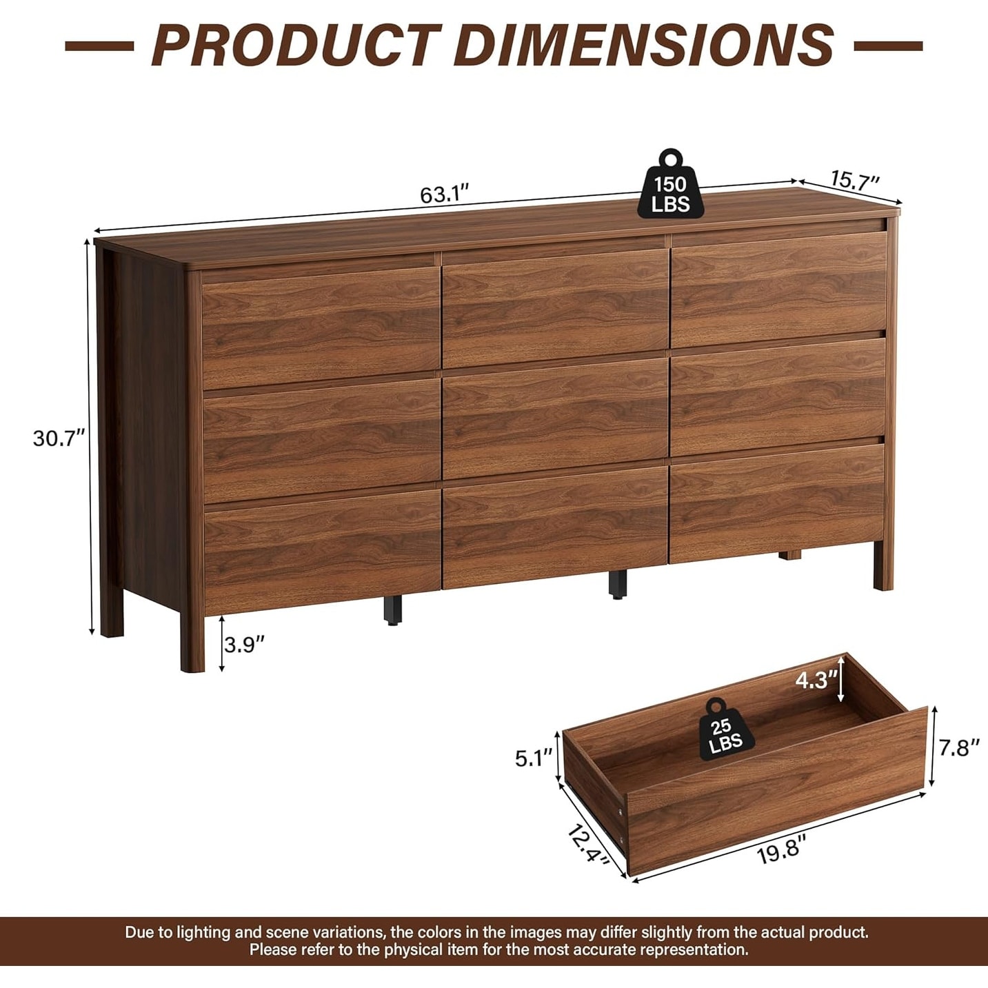 FURNIWAY Walnut Drawer Tall Dresser, Modern Chest with Hidden Handles, Storage Organizer - Overstock - 43379169 FURNIWAY Walnut Drawer Tall Dresser, Modern Chest with Hidden Handles, Storage Organizer - Overstock - 43379169