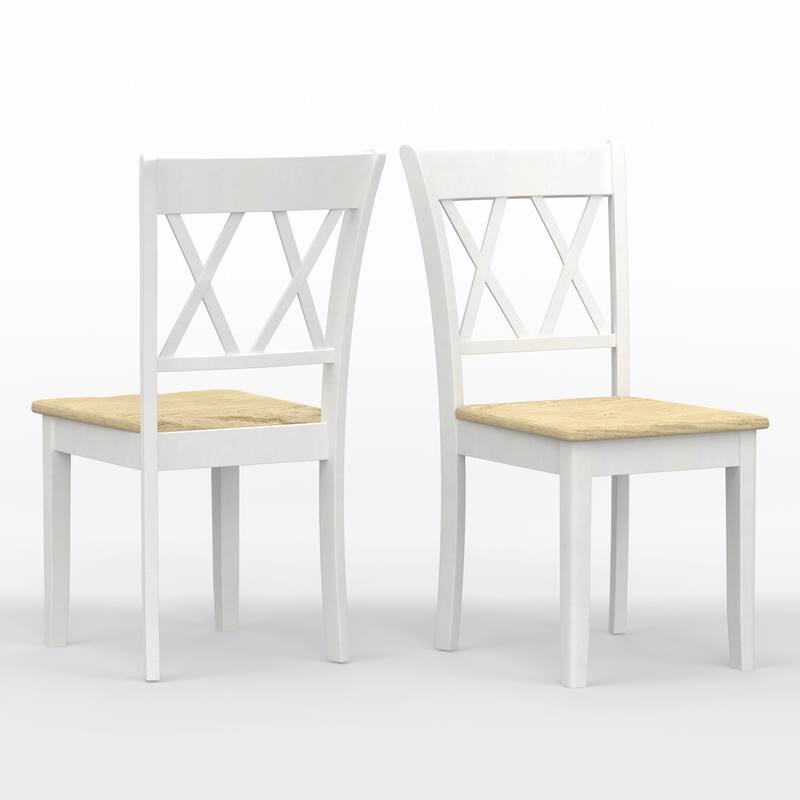 5-Piece Dining Set, 42" Round Drop-Leaf Table and Double X-Back Chairs