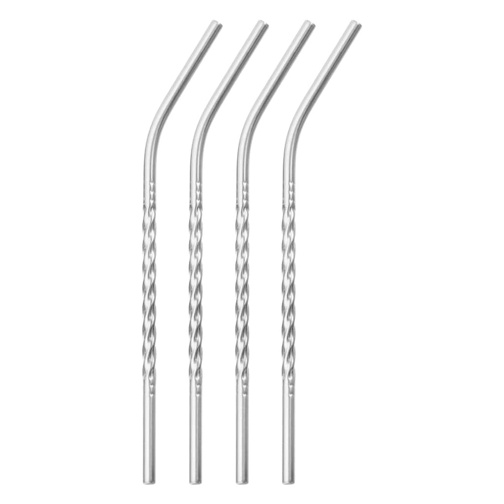 4Pcs 8.27" Long 0.24" Dia Stainless Steel Straws Bent Threaded Straws