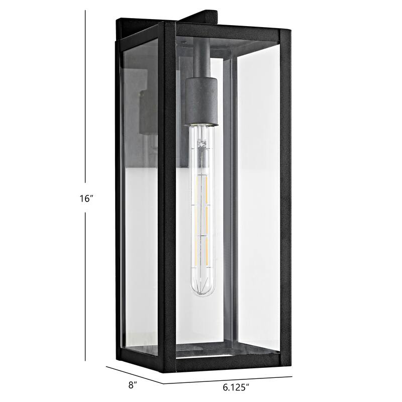 SAFAVIEH Zoja Outdoor Wall Lantern - 6.1"x8"x16" - 6.1" W x 8" D x 16" H - 6Wx8Dx16H