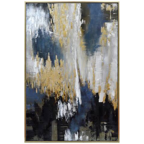 Harp & Finial Apollo Hand Painted Abstract Champagne Framed Canvas Art