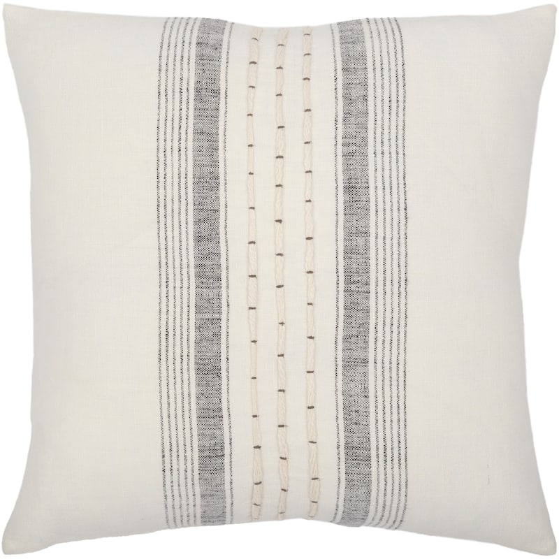 Zidan Linen Embroidered Stripe Throw Pillow - 18"H x 18"W - Cover Only