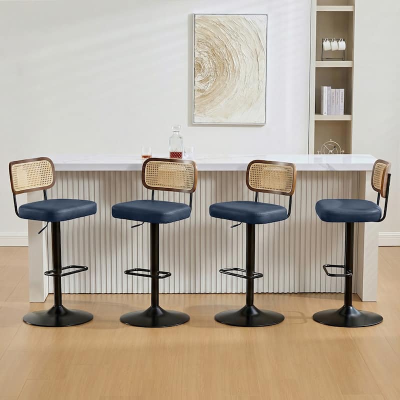 Adjustable Height Swivel Bar Stools with Back and Footrest - 17.7"W x 15.75"D x 35"-42.9"H