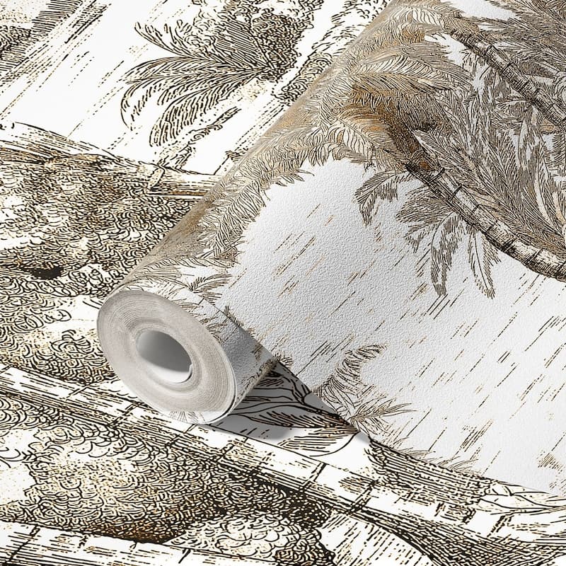 Monochrome Jungle Hand-Drawn Tropical Wallpaper Mural