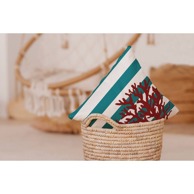 Coral and Stripes Decorative Throw Pillow