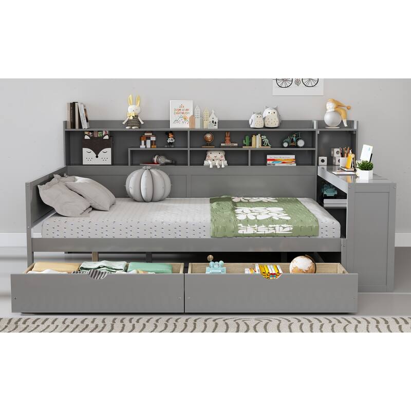 Twin/Full Size Wooden Daybed with Drawers or Trundle