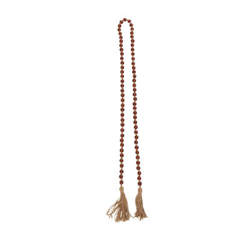Glass Handmade Round Long Beaded Garland with Tassel with Knotted Brown Jute