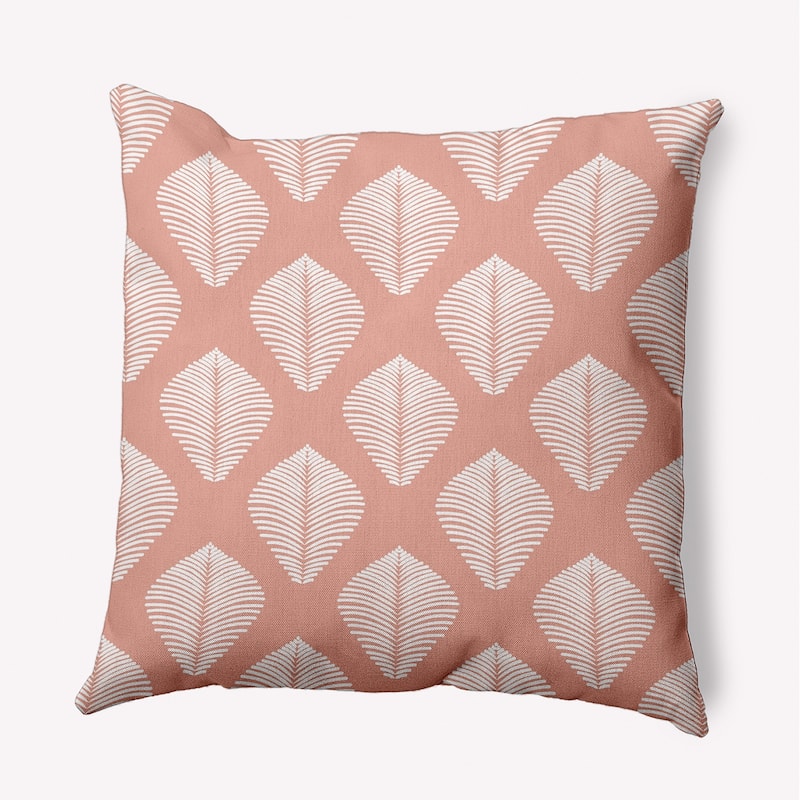 Fan Leaf Pattern Decorative Throw Pillow - 18" x 18" - Soft Coral