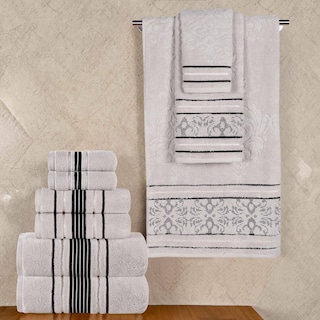 Superior Sadie Zero Twist Cotton Solid and Floral 9 Piece Towel Set