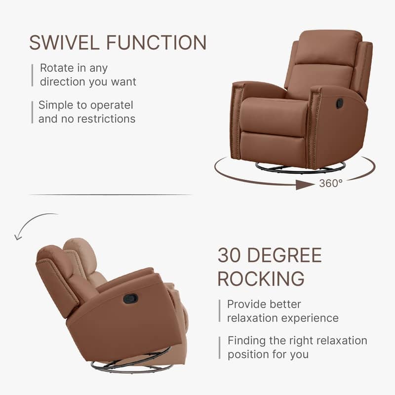Jerome Swivel Glider Recliner Nursery Chair Manual Push Back Recliner