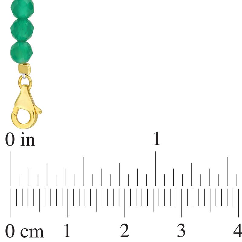 Miadora 16 2/5ct TGW Fancy-Cut Green Onyx Facetted Bead Necklace in Yellow Silver-17+2 in.