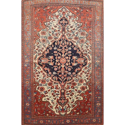 Pre-1900 Antique Sarouk Farahan Persian Rug Hand-Knotted Wool Carpet - 4'3" x 6'2"