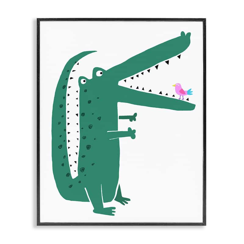 Stupell Alligator & Bird Friends Framed Giclee Art Design By Carla Daly - 16 x 20 - Black
